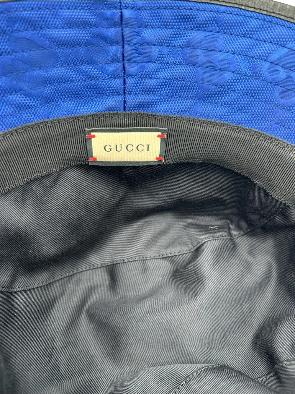 Gucci blue monogram off the grid bucket hat size medium, made in Italy